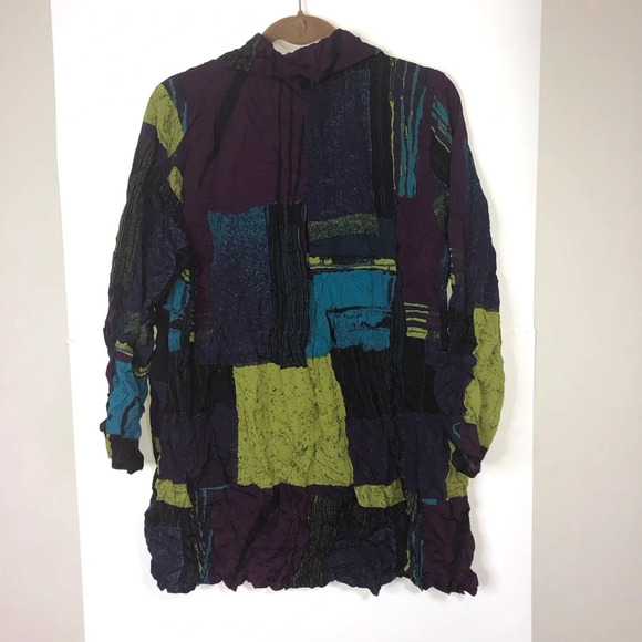 Liv by Habitat Latitude Crinkle Shirt M Multi Botton Up  Polyester NWT - Picture 4 of 8